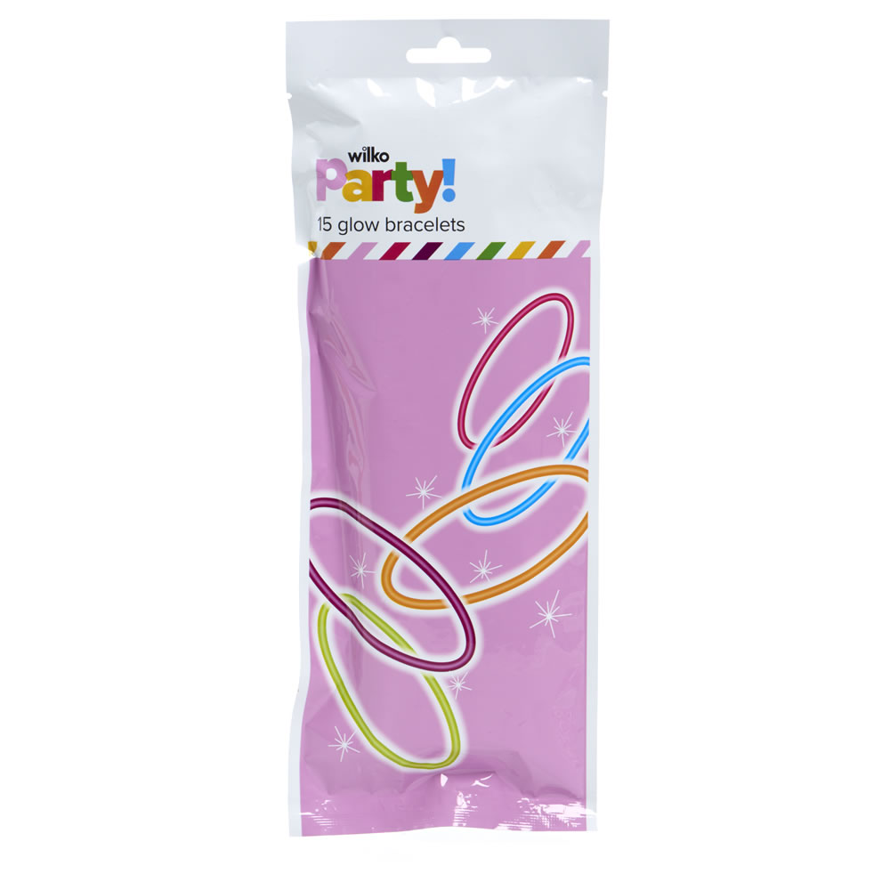 Wilko Party Glow Stick Bracelets 15 pack Plastic
