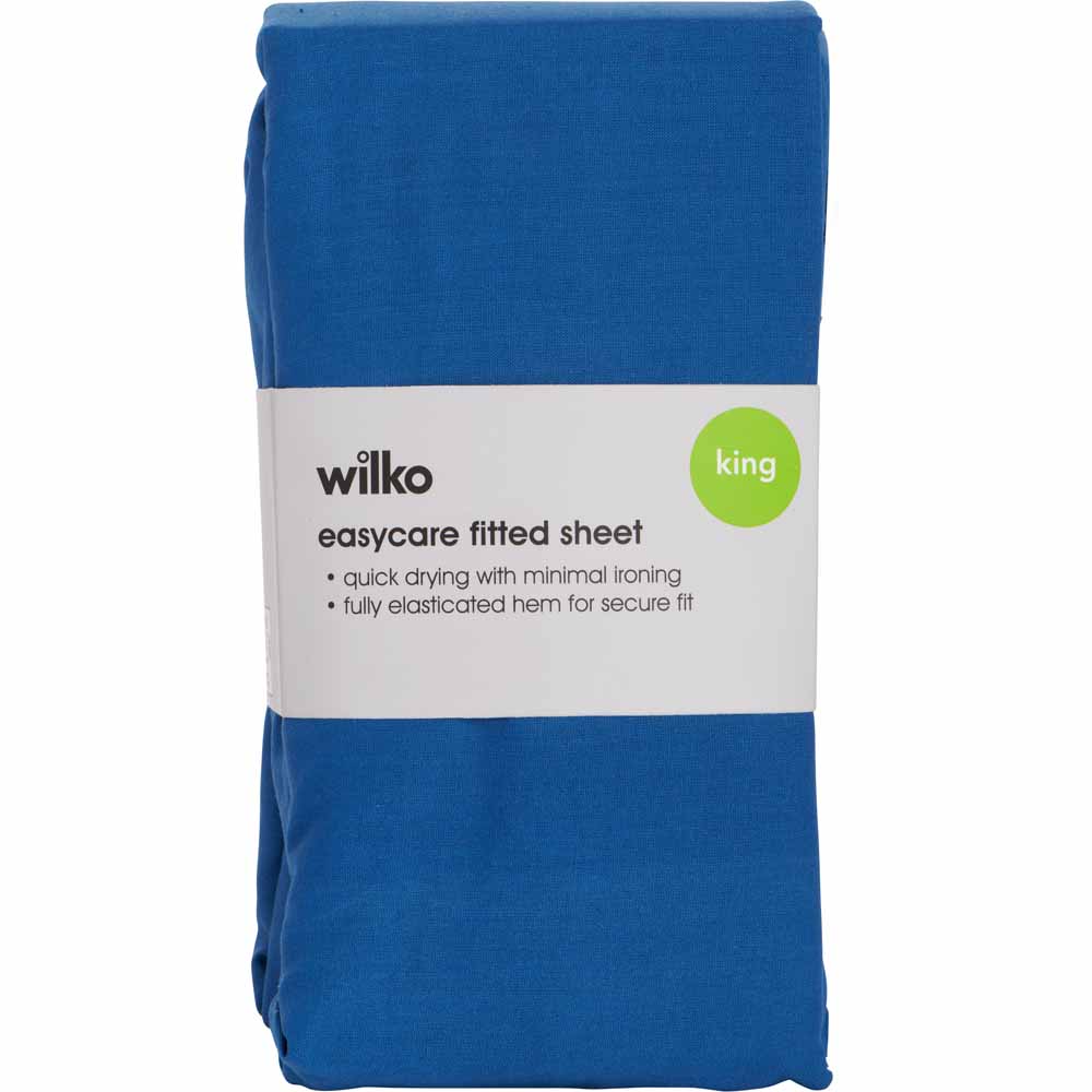 Wilko Denim Blue King Fitted Bed Sheet Image 2