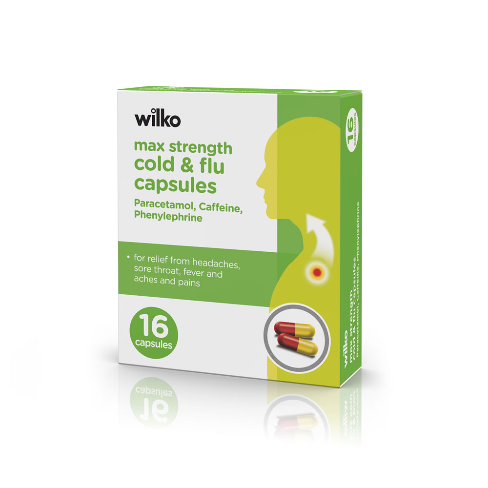 Wilko Max Strength Cold and Flu Capsules 16 pack