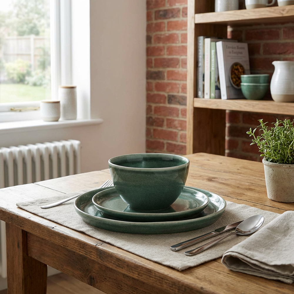 12 Piece Reactive Glaze Dinner Set - Green Image 6