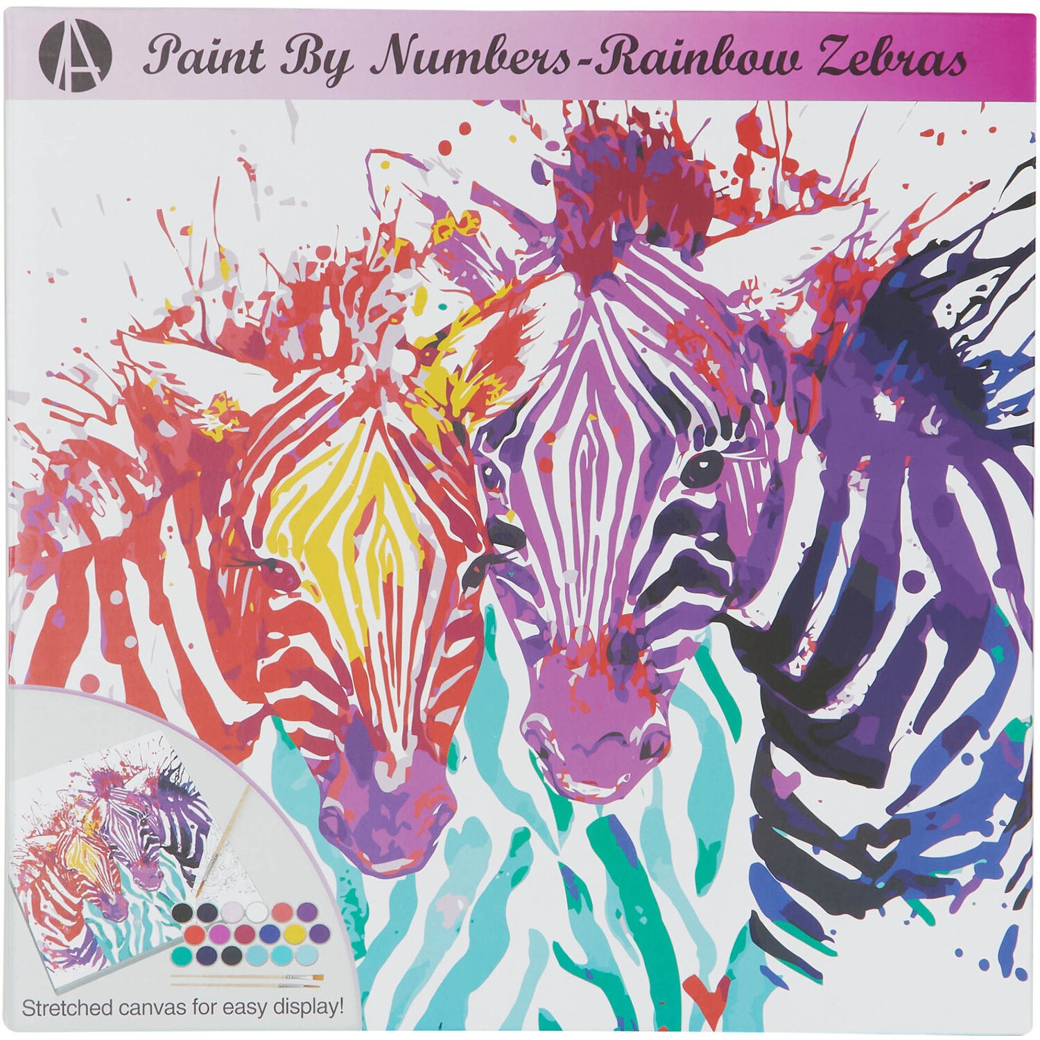 Art Studio Paint by Numbers - Rainbow Zebras Image 1