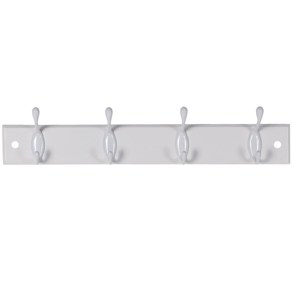 Decorails White 4 Double Hook Key Tidy Rail Image