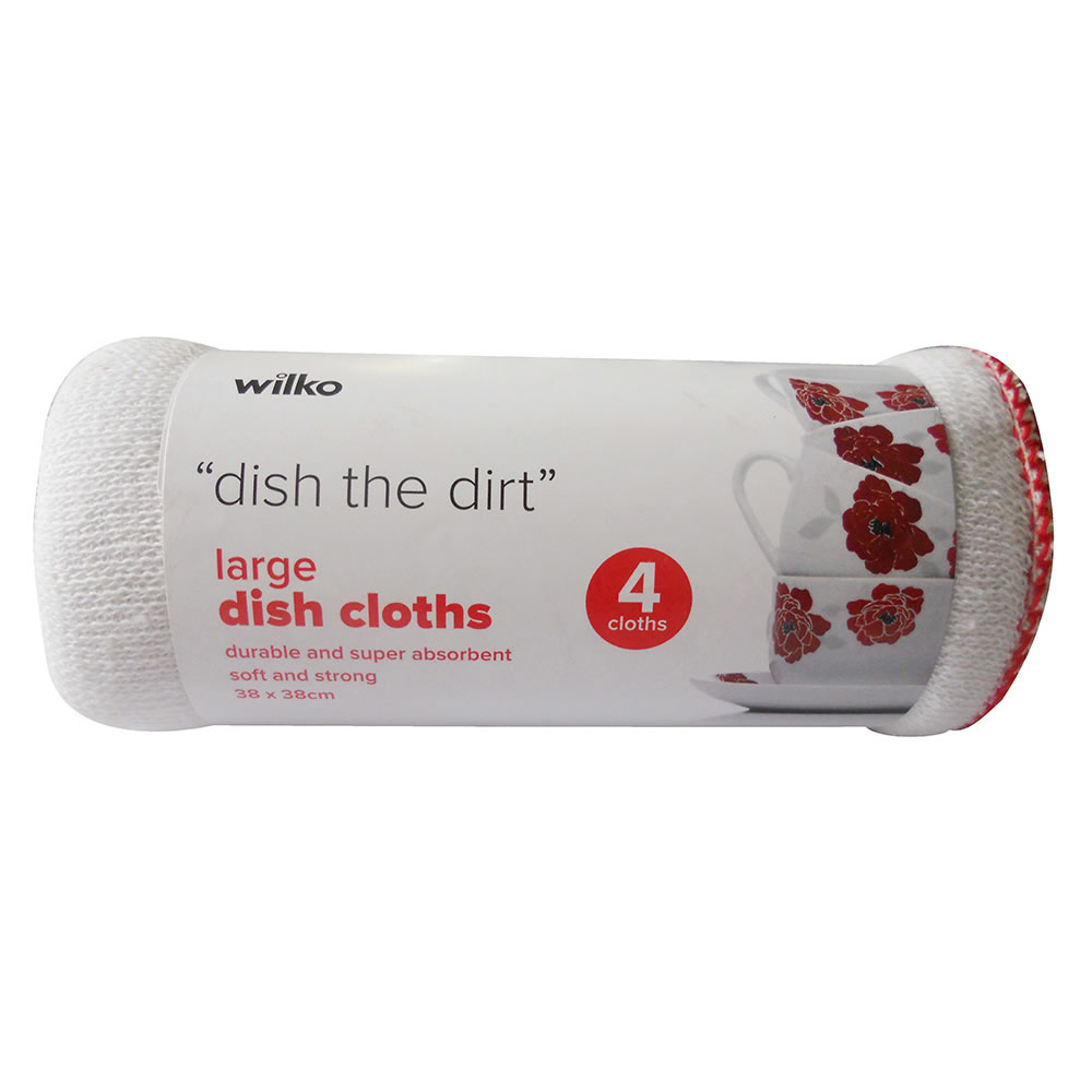 Wilko Dish Cloths Large Roll 4 pack Image 1