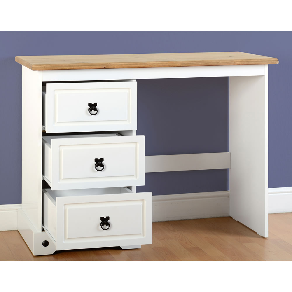 Corona 4 Drawer White Solid Pine Dressing Table Image 2