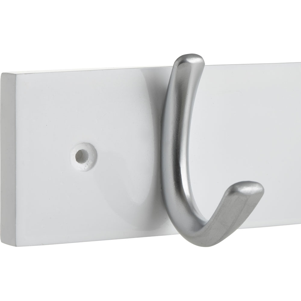 Wilko White and Satin Chrome 4 Hook Coat Rail Image 3