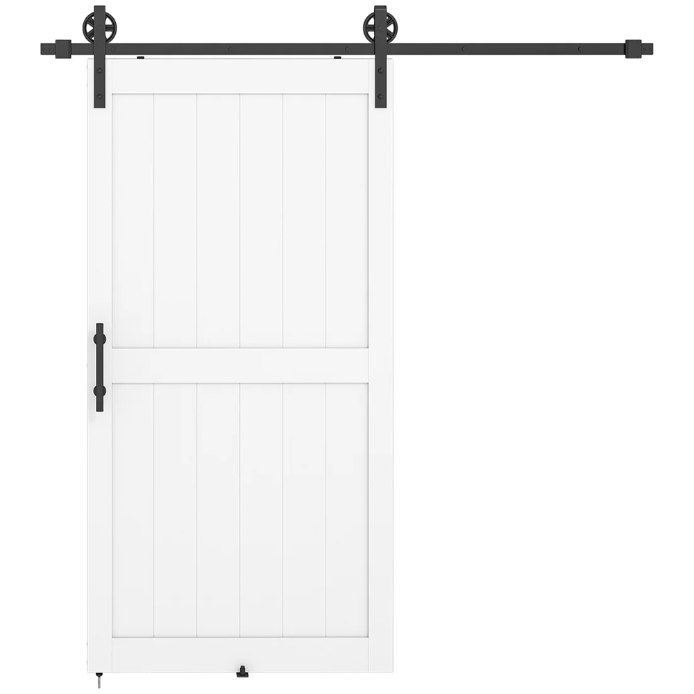HOMCOM White Sliding Barn Door Kit with Track 213.4cm Image