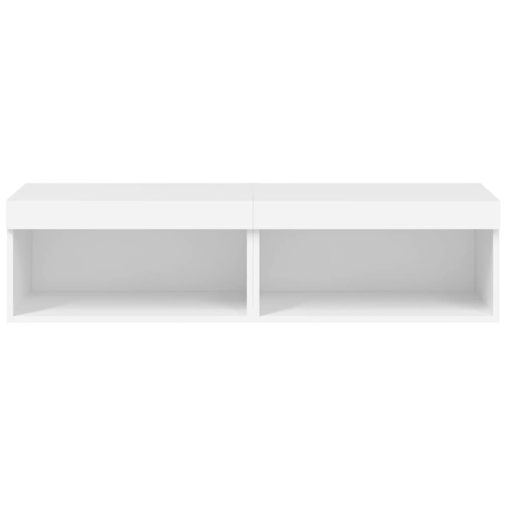 vidaXL Single Shelf White Wall Mounted LED TV Cabinet Set of 2 Image 4