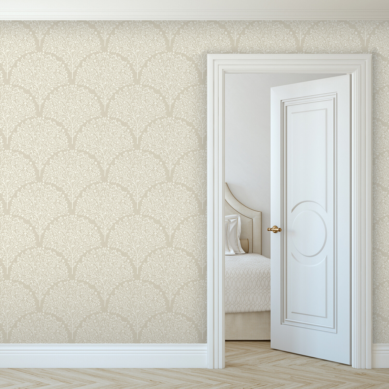 Topiary Trees Wallpaper Beige Image 4