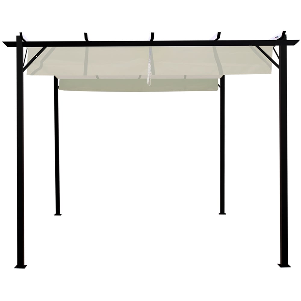Living and Home Beige Square Metal Pergola Gazebo with Canopy 3 x 3m Image 3