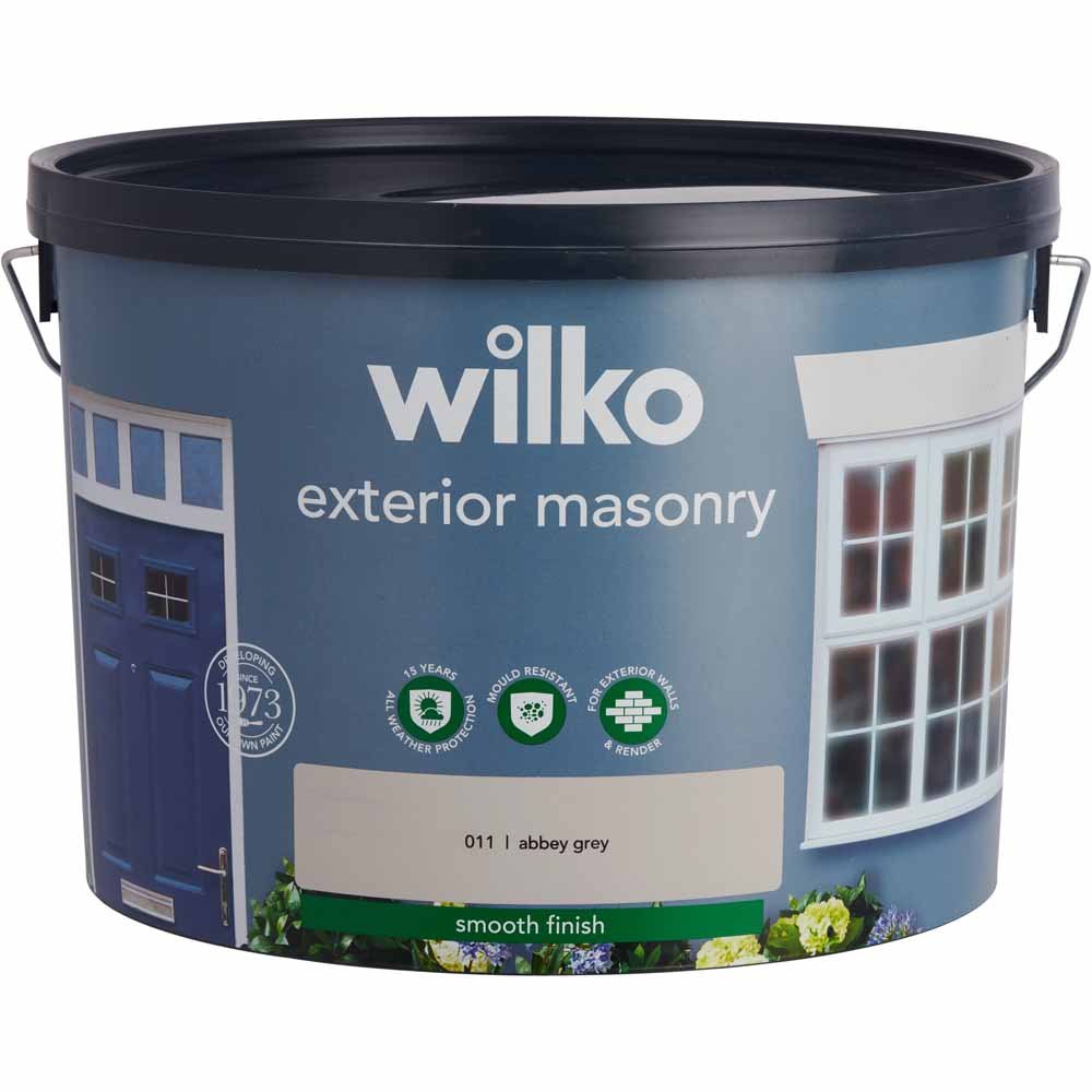Wilko Exterior Masonry Abbey Grey Smooth Finish Paint 10L Image 2