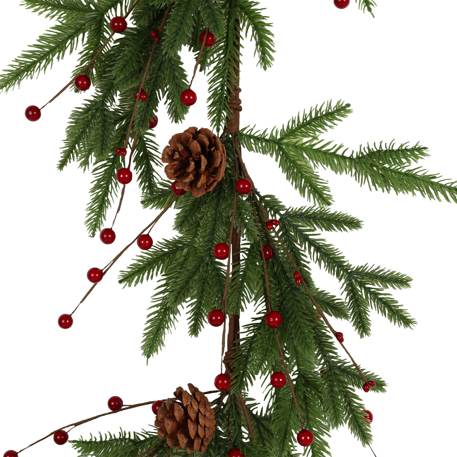Red Berries and Pinecone Garland - Green Image 2