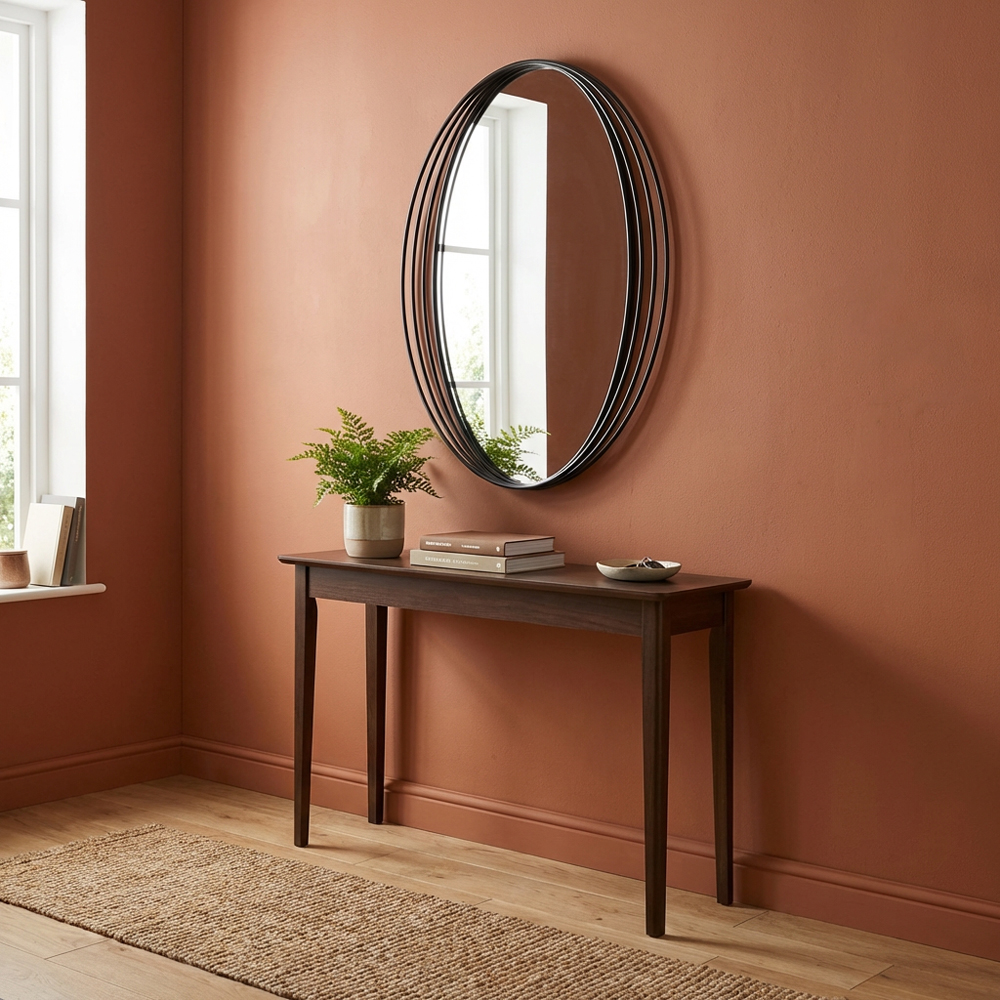 Black Swirl Oval Mirror Image 4