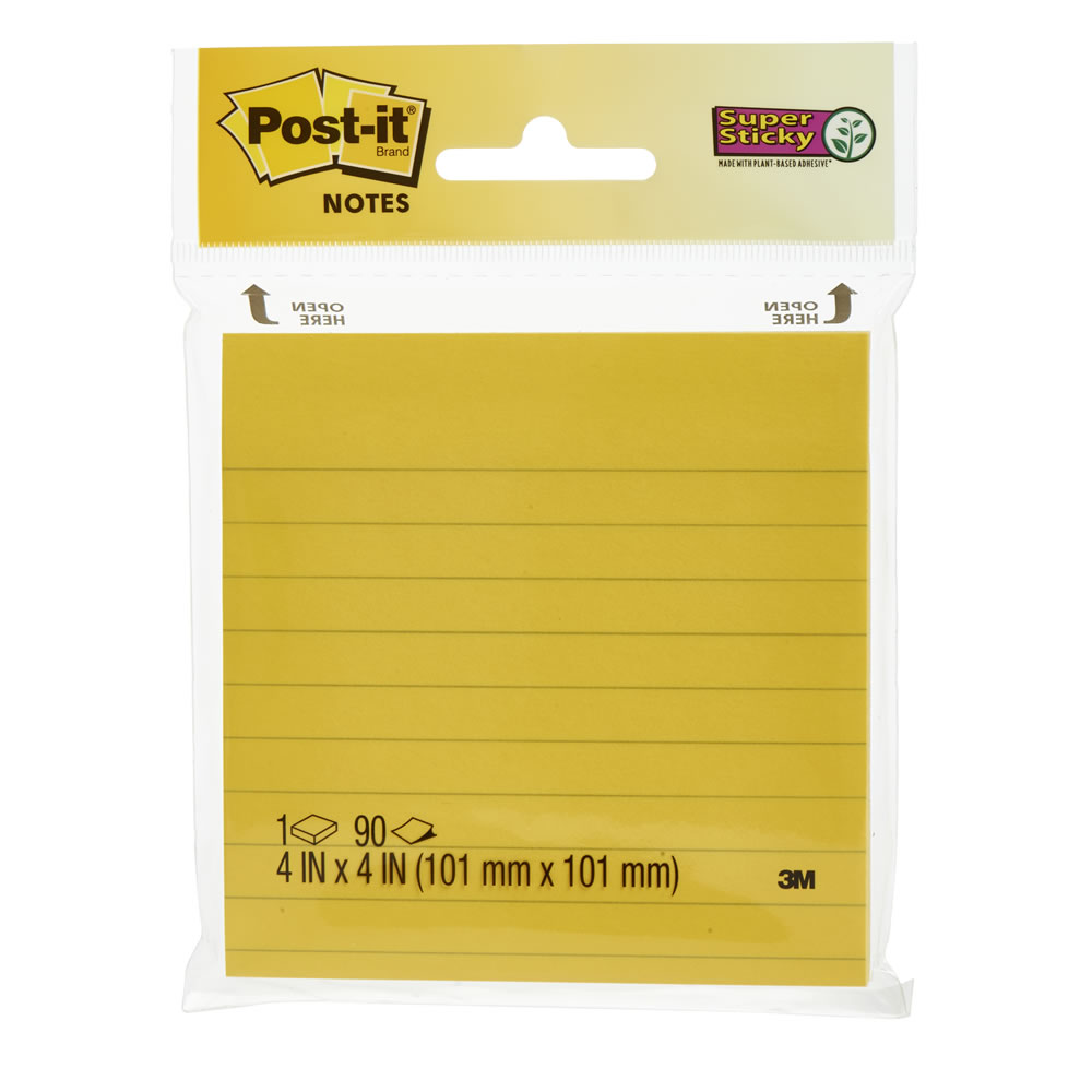 PostIt Neon Super Sticky Lined Pad 75 Notes Wilko
