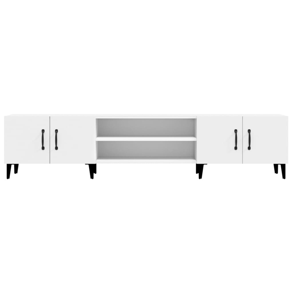 vidaXL 4 Door 2 Shelf White TV Cabinet Image 6