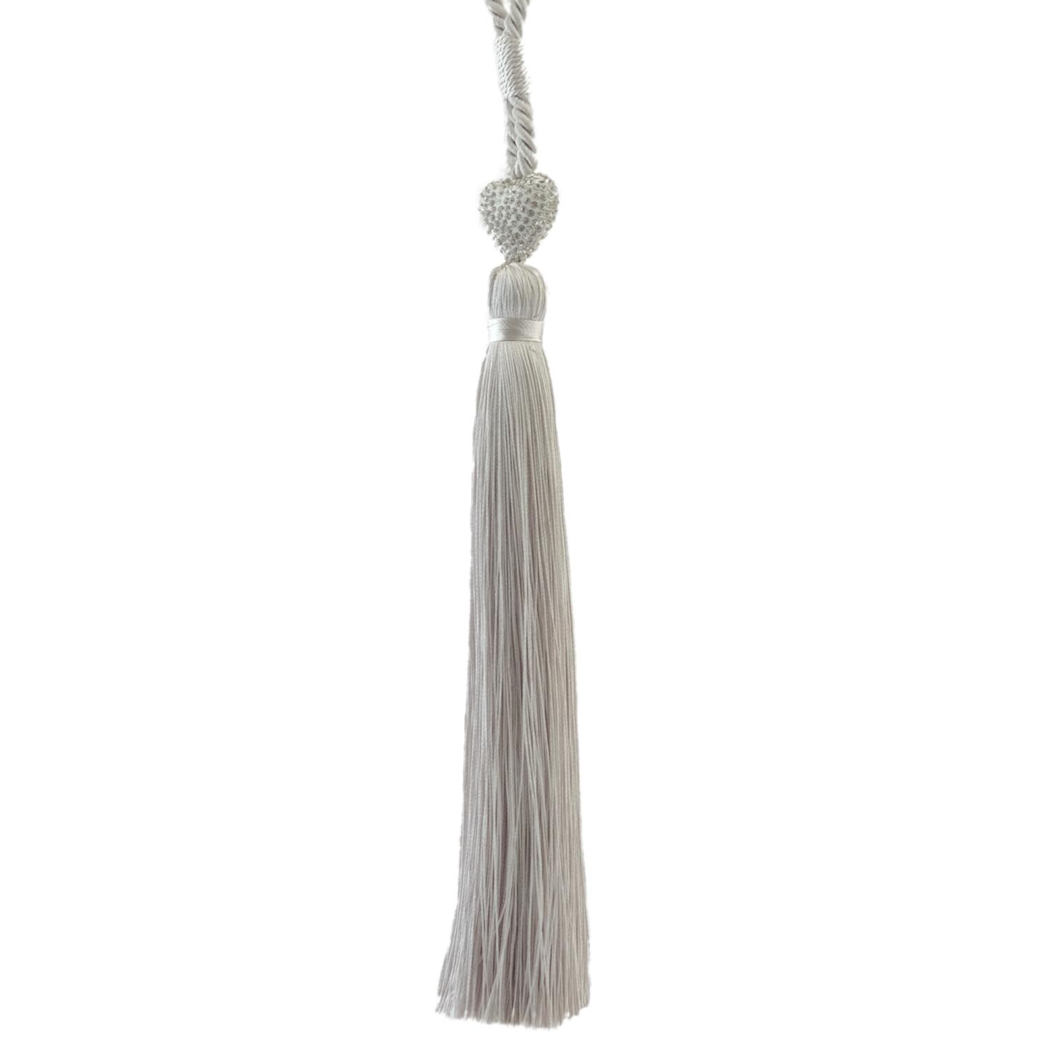 Diamante Heart Tassel Tieback - Silver Image 3