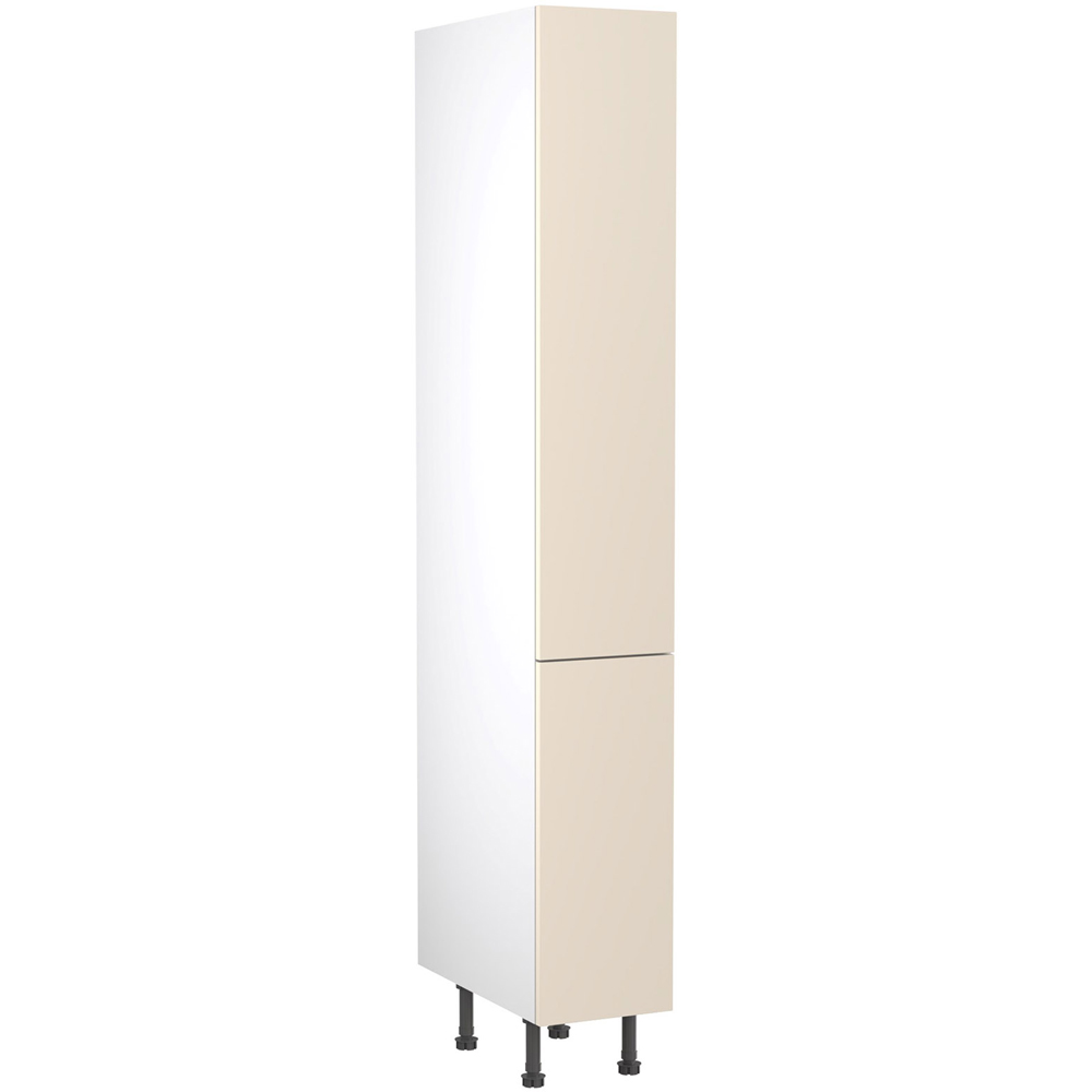 Kitchen Kit Slab Gloss Cashmere Pull and Swing Larder Cabinet Flatpack 300mm Image 1