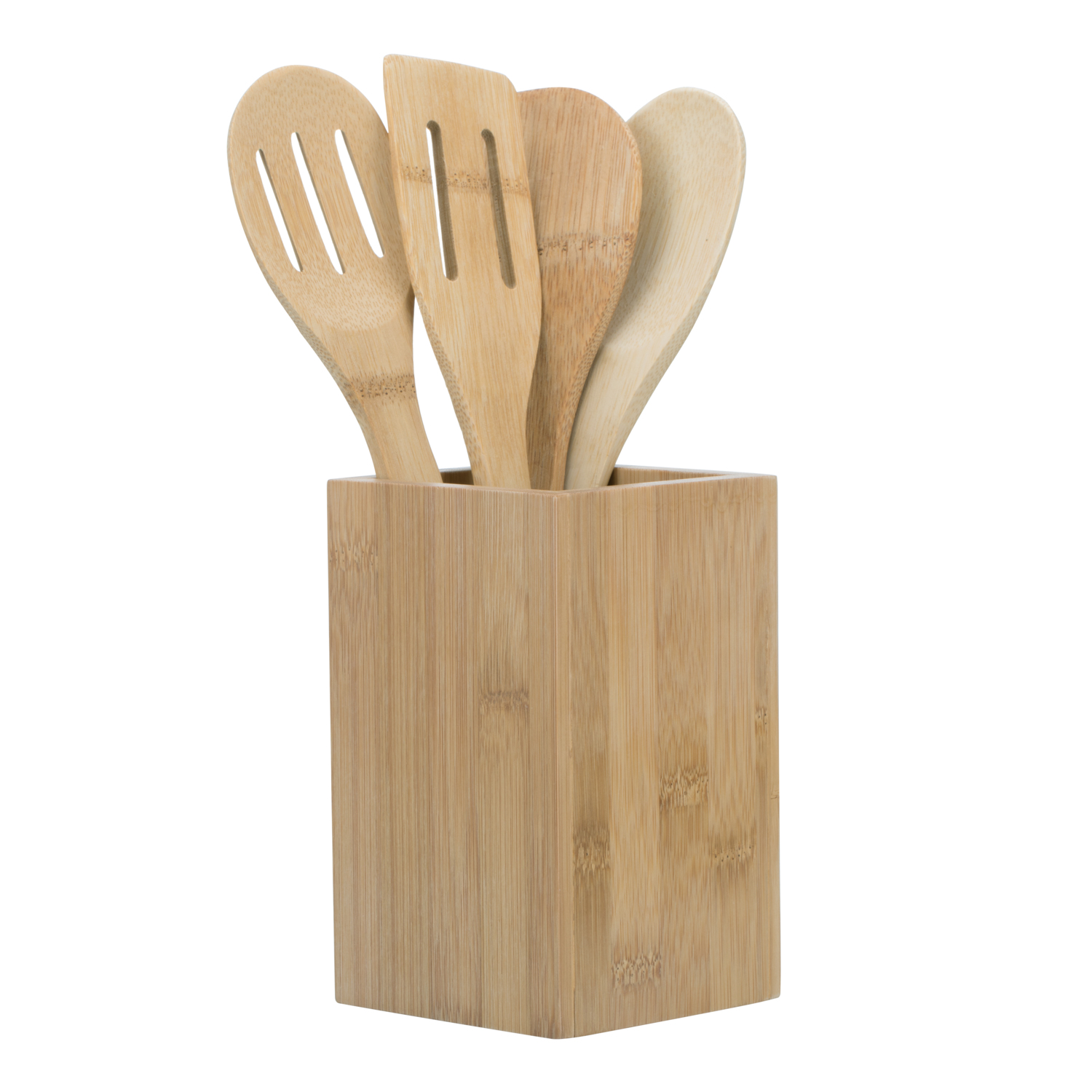 Bamboo Kitchen Utensil and Caddy Set Image 1