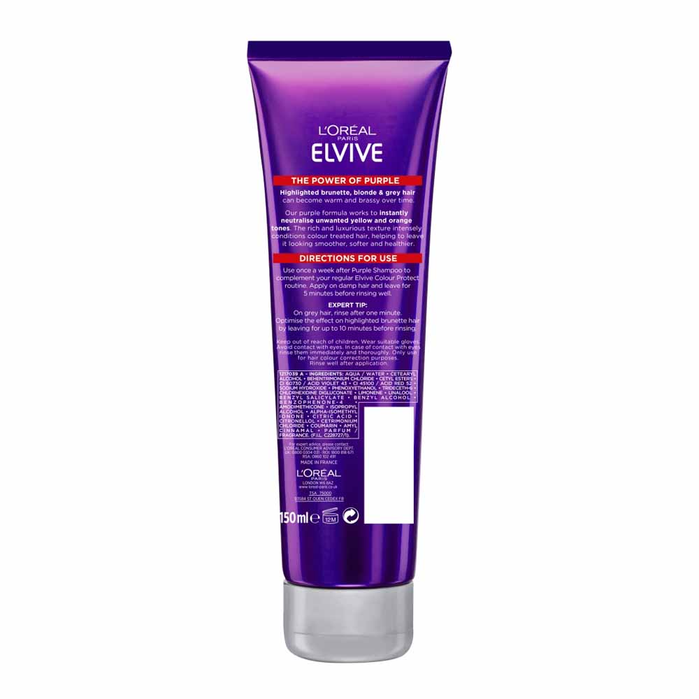 L'Oreal Paris Elvive Colour Protect Anti-Brassiness Purple Conditioner 150ml Image 3