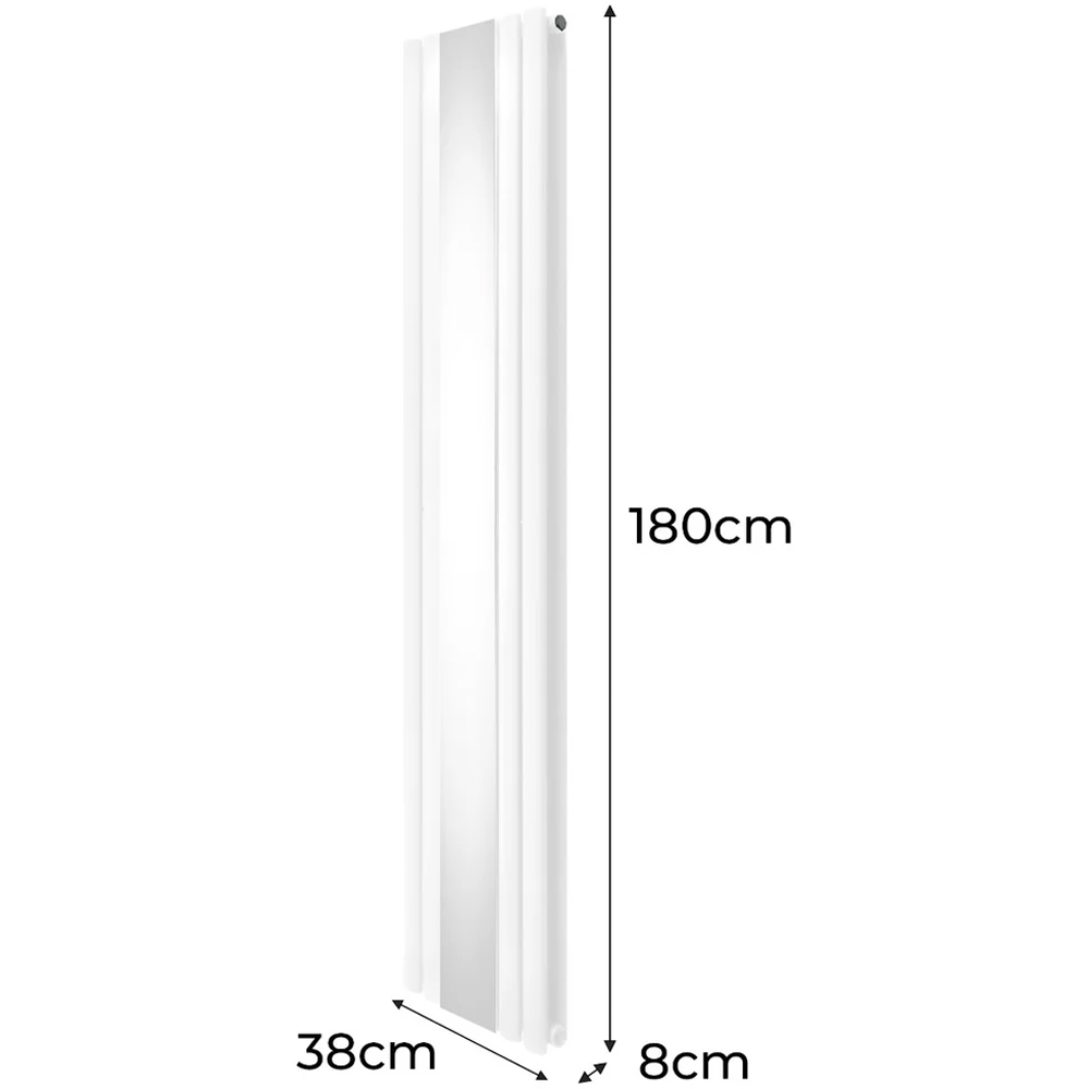 Monster Shop 3340 BTU White Oval Mirror Radiator and Valves 1800 x 380mm Image 6