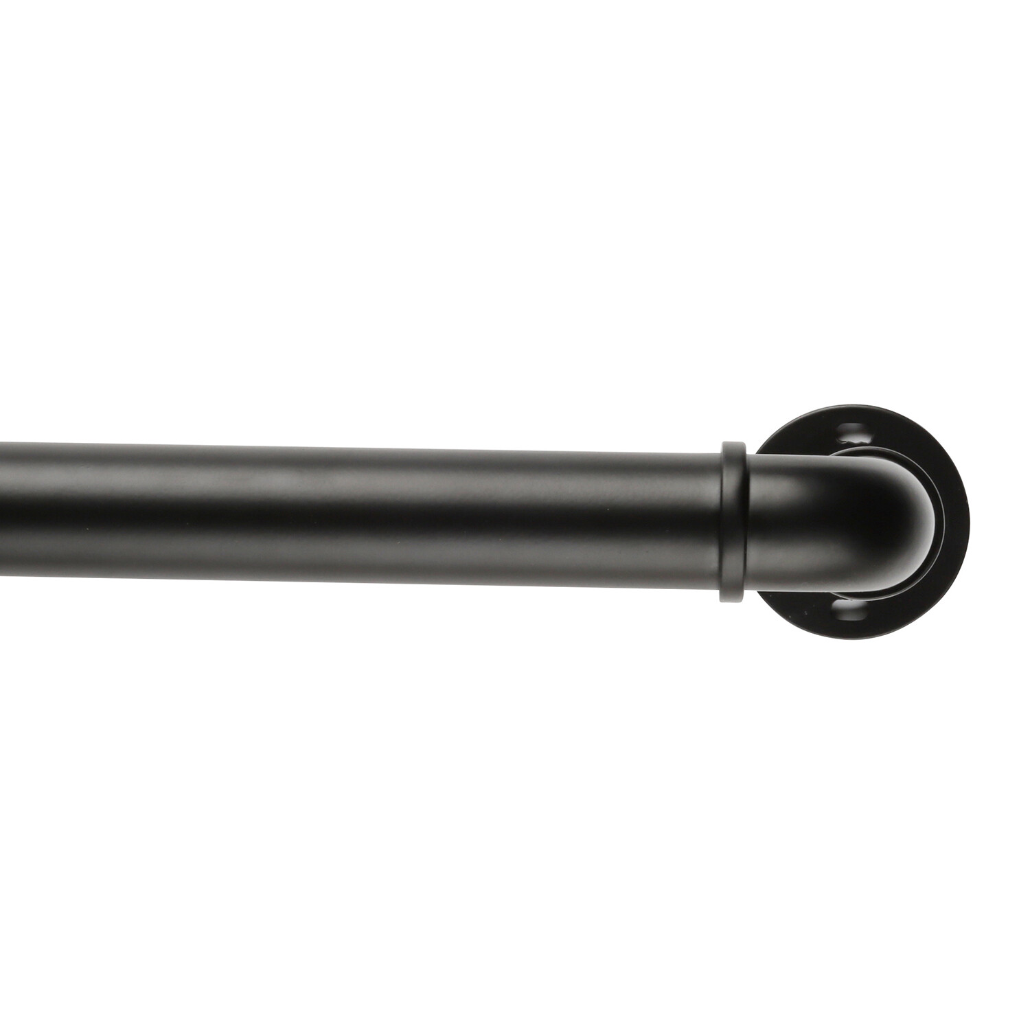 Industrial 120-210cm Extendable Matt Black Curtain Pole Image 3