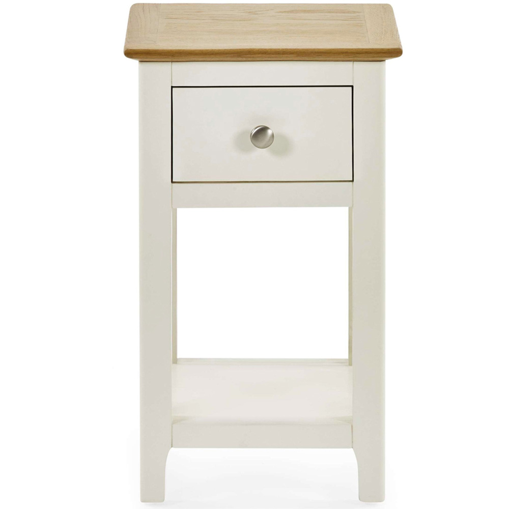 Julian Bowen Somerset Single Drawer Single Shelf White and Oak Compact Bedside Table Image 4