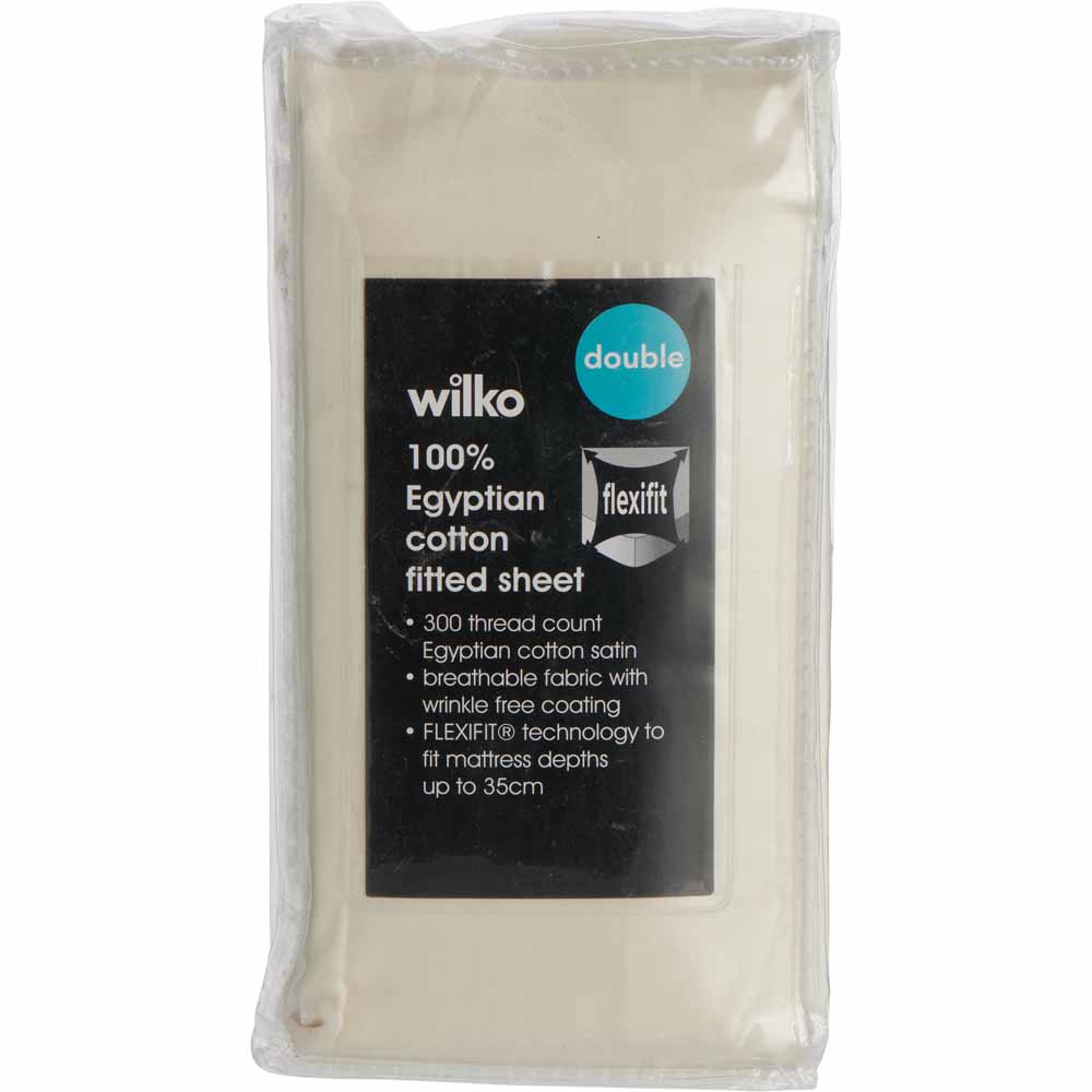 Wilko Best 100% Egyptian Cotton Cream Double Fitted Sheet Image 3