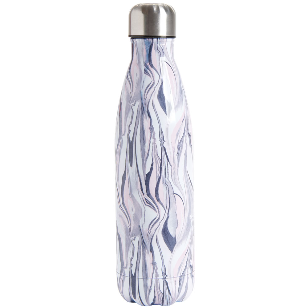 Wilko Marble Print Double Wall Water Bottle 500ml Wilko