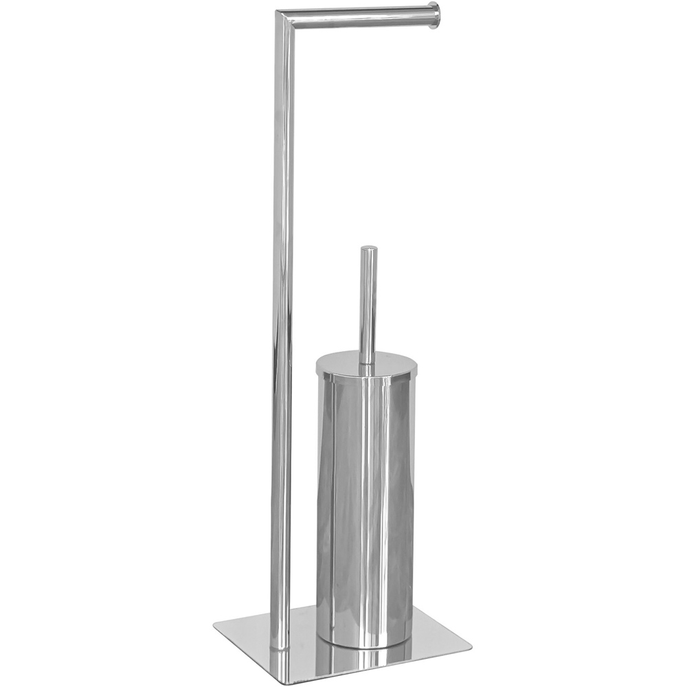 Polished Toilet Roll and Brush Holder Chrome Image 2