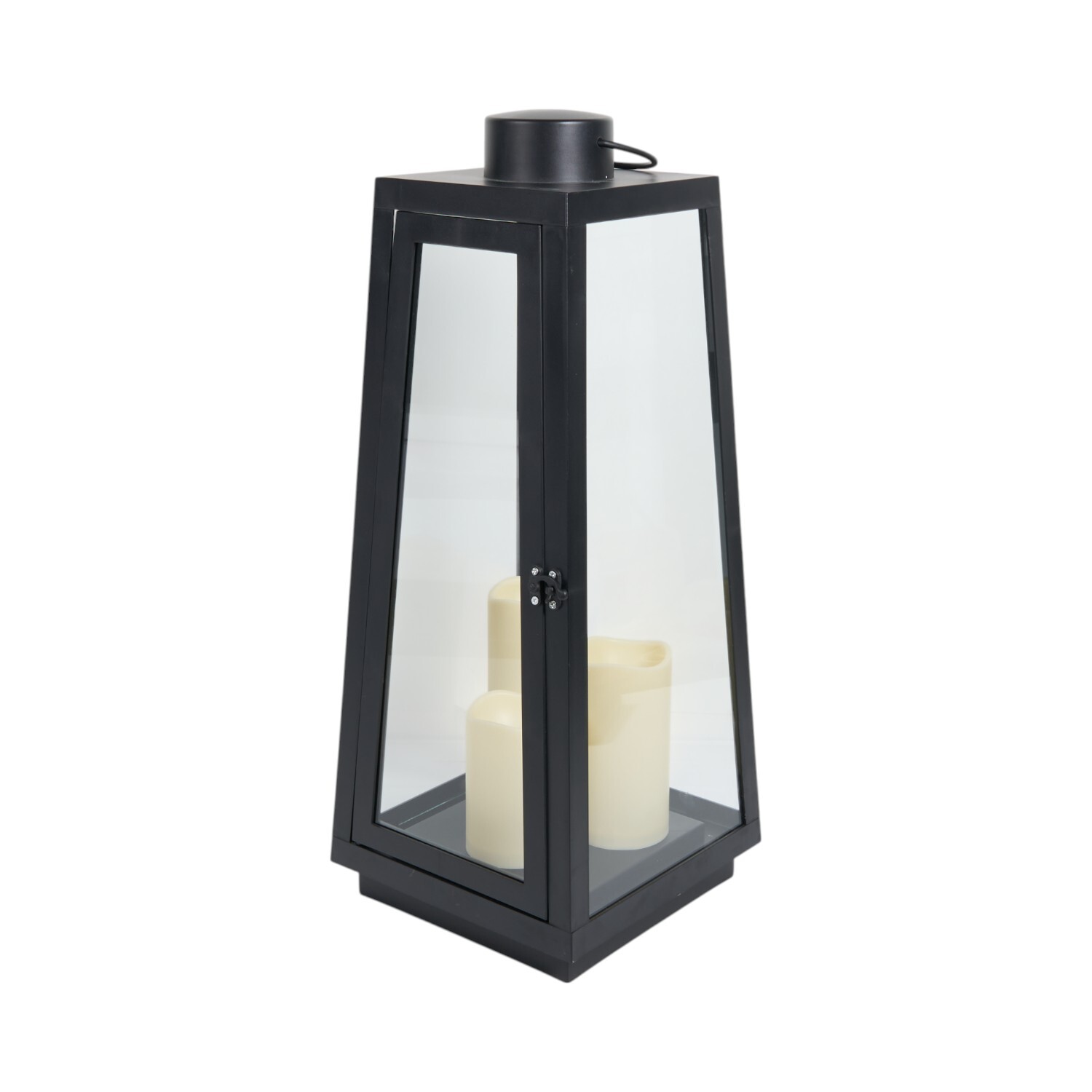 Black Triple LED Candle Lantern Black Image 4
