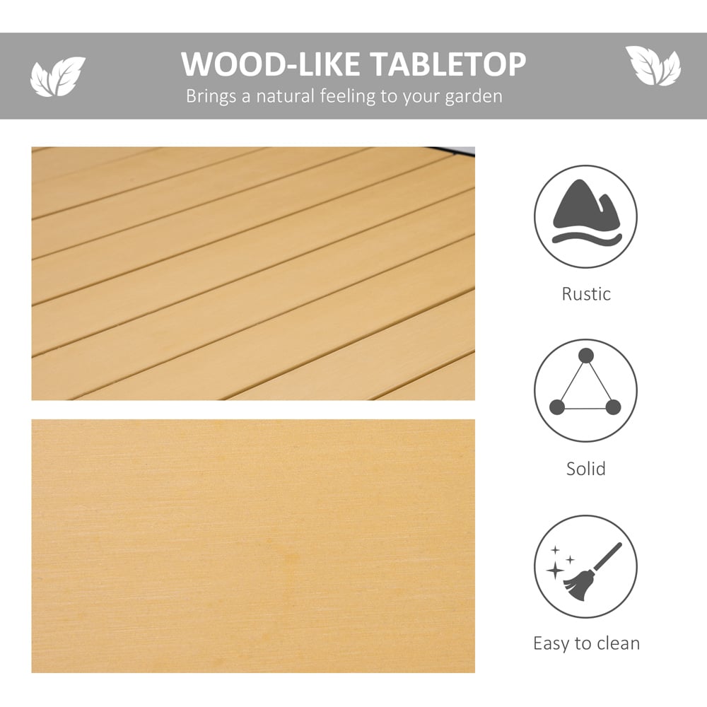 Outsunny Aluminium Frame 8 Seater Outdoor Dining Table Natural Image 5