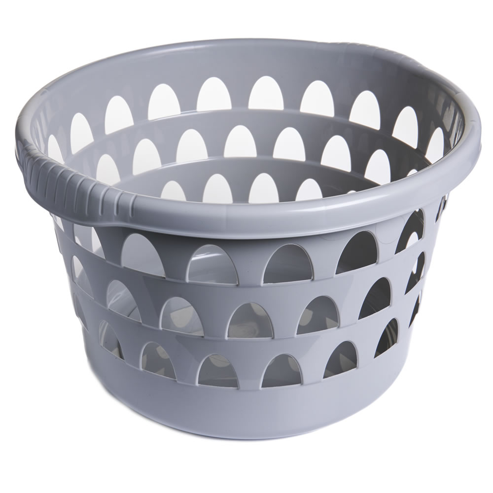 Wilko Grey Round Laundry Basket Image