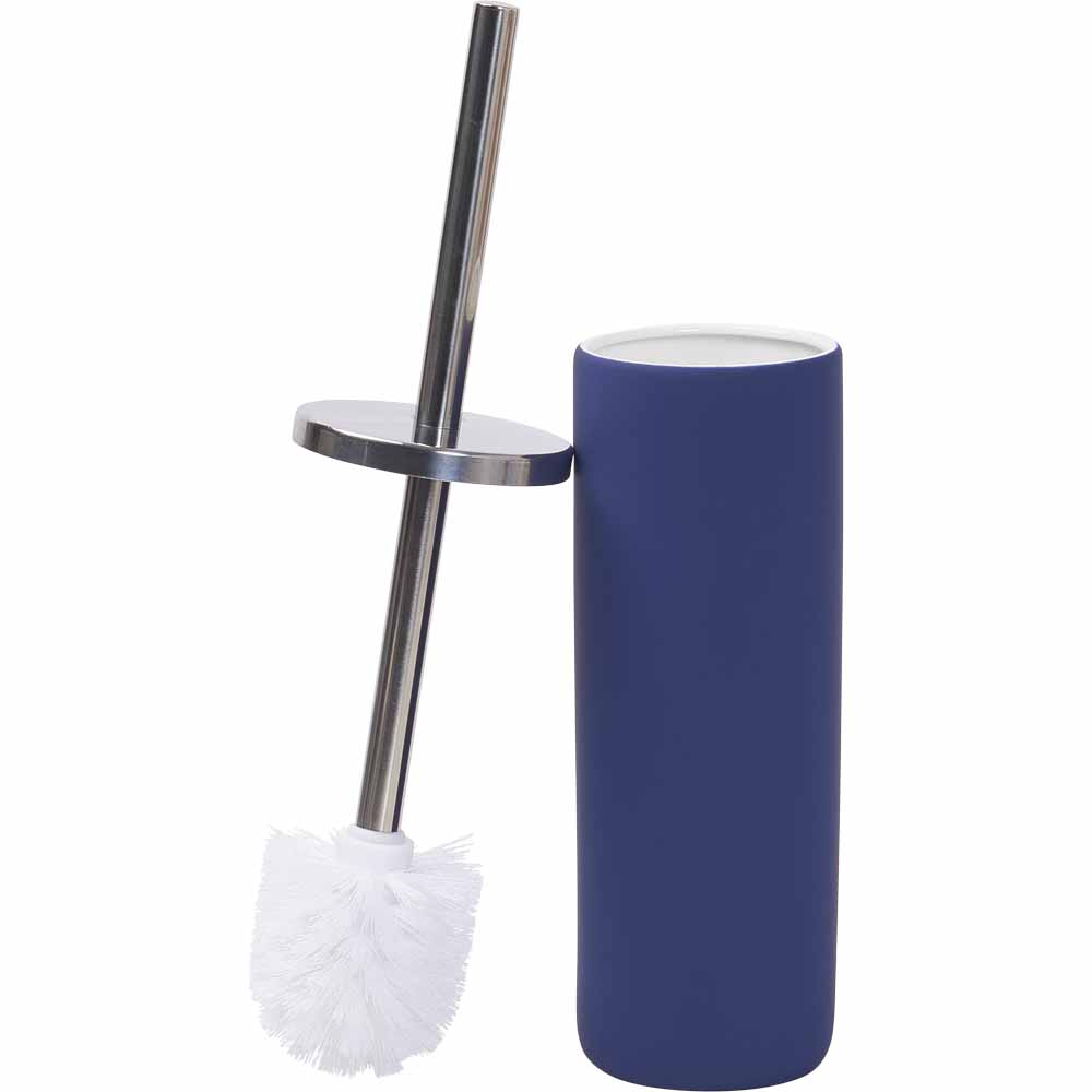Wilko Blue Soft Touch Toilet Brush Holder Image 2