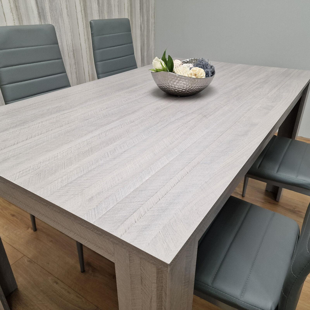 Kosy Koala 4 Seater Faux Leather Arrow Design Rectangular Dining Set Grey Image 6
