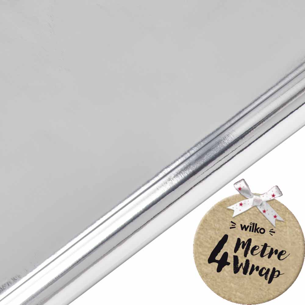 Wilko 4m Dreamland Silver Foil Christmas Wrapping Paper Image