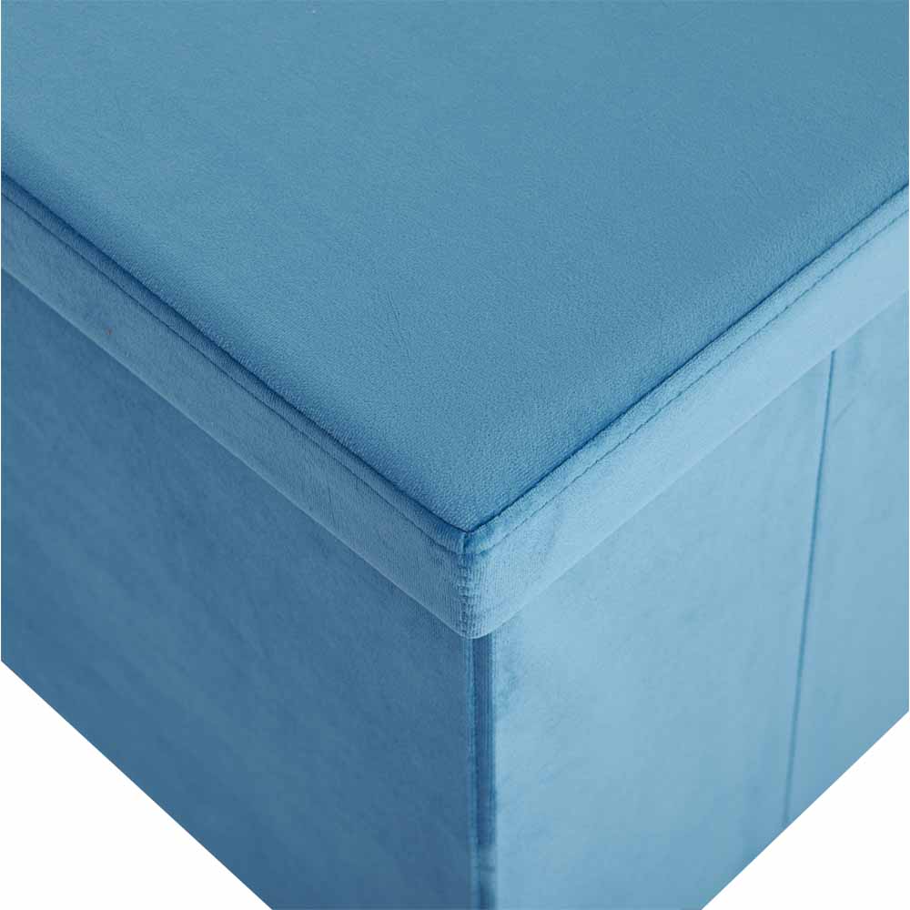 Wilko Blue Velour Ottoman with Lid Image 4