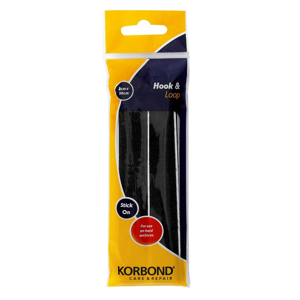 Korbond Black Hook and Loop Tape 50cm Image