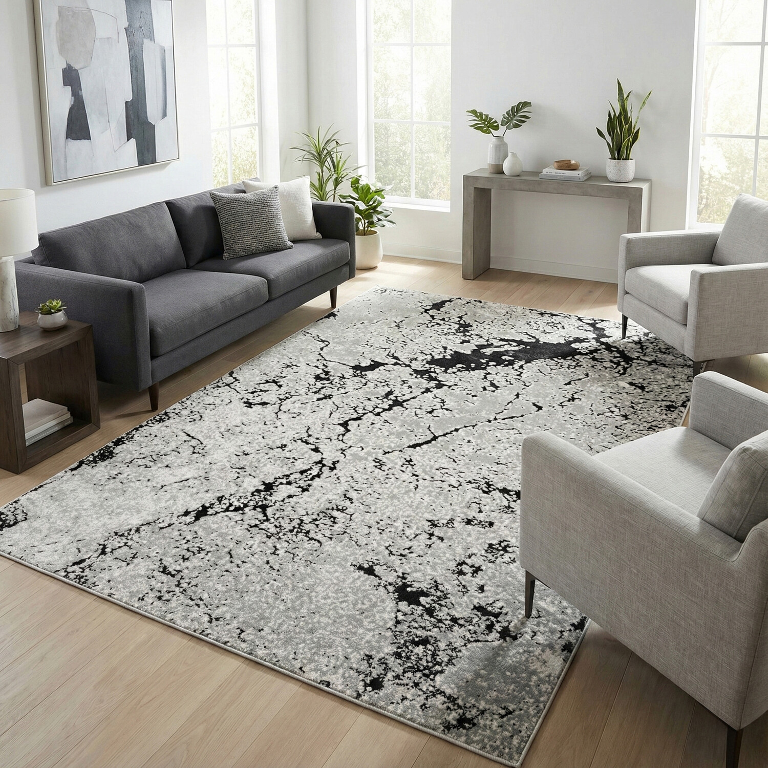 New York Woven Rug Grey 120cm Image 2