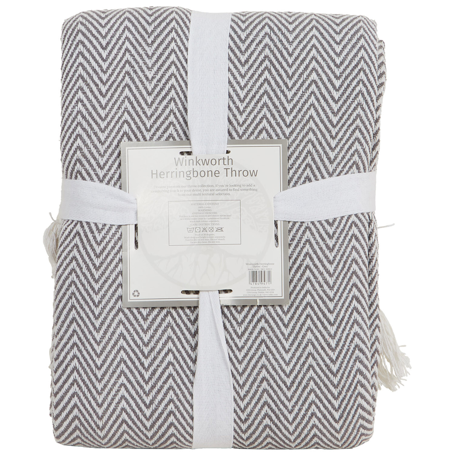 Winkworth Herringbone Throw - Grey Image 2