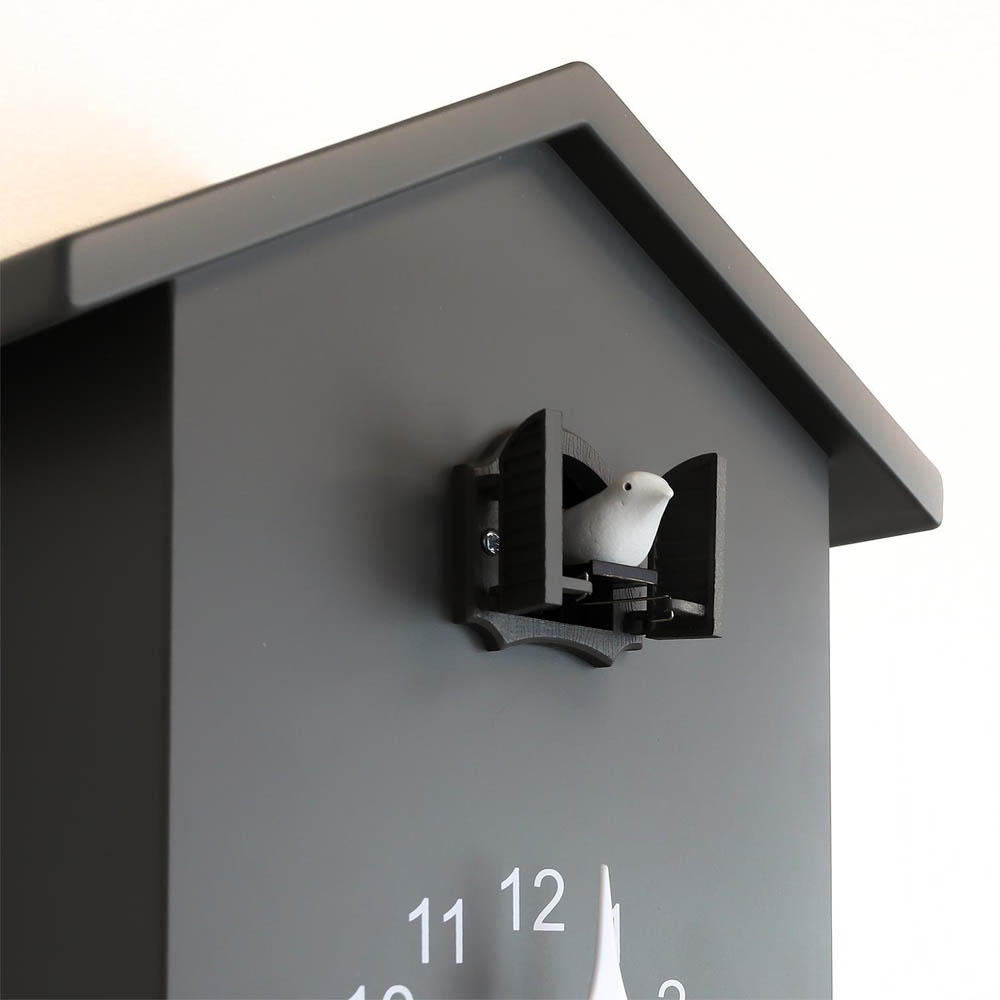 WALPLUS Grey Cuckoo Window Clock with Removable Pendulum 25 x 20cm Image 4