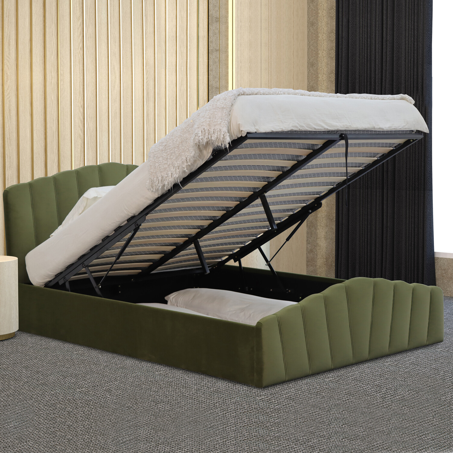 Lottie Ottoman Bed - Green / King Image 5