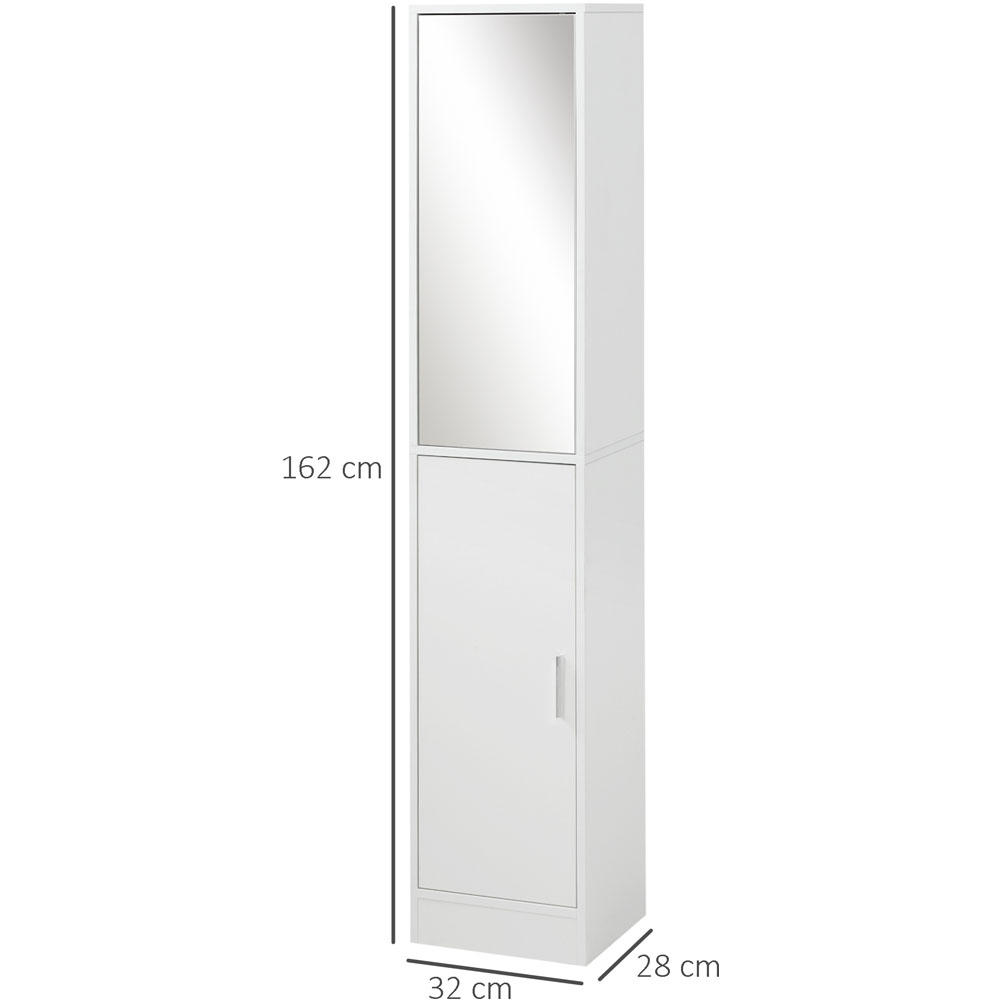 Kleankin White 2 Door Mirrored Tall Floor Cabinet Image 6