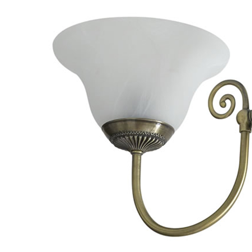 Wilko York 3 Arm Antique Brass Effect Ceiling Light with Frosted Glass Shades Image 3
