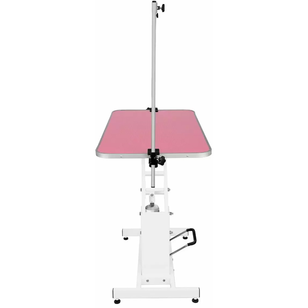 MonsterShop White Hydraulic Pet Grooming Table with Pink Table Top Image 3