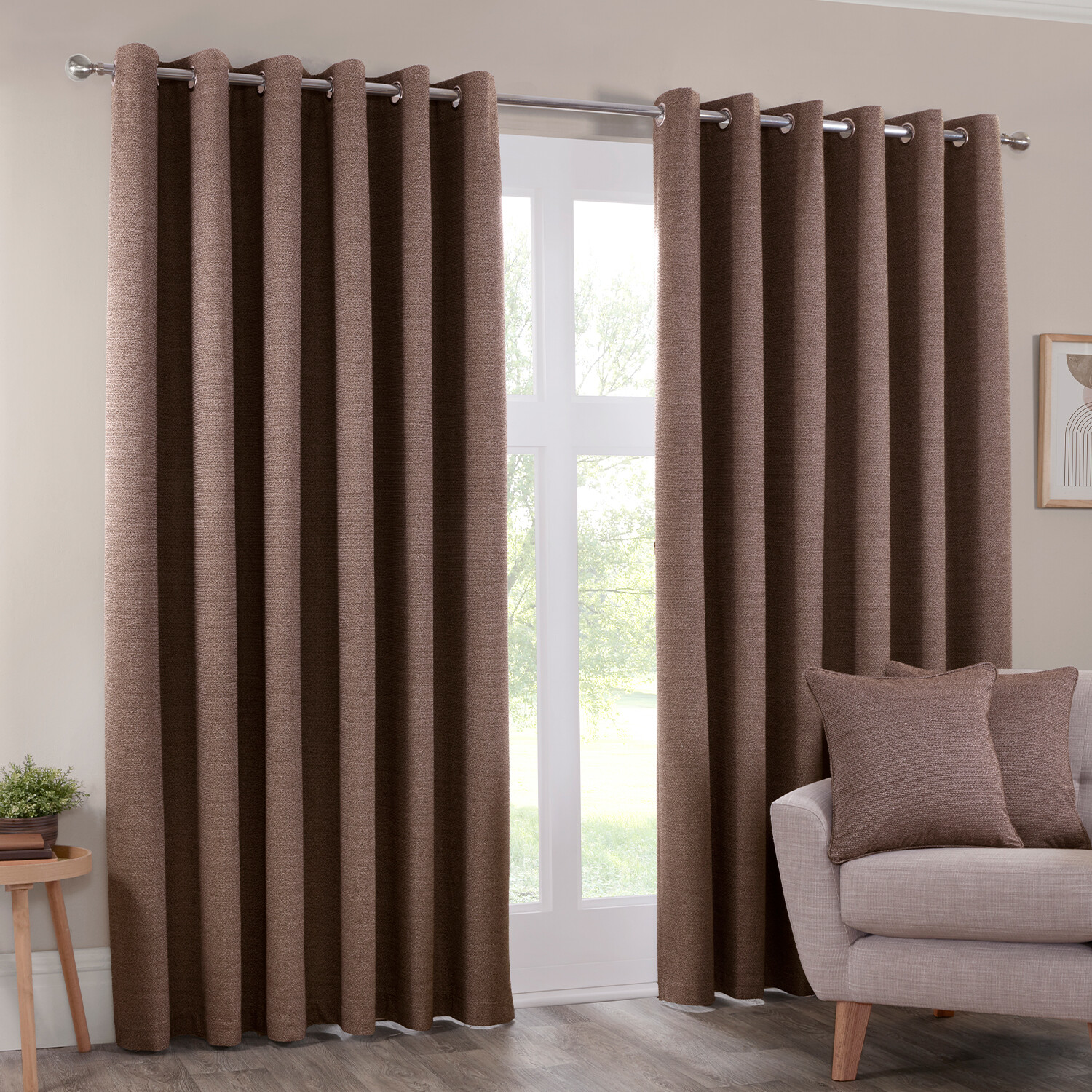 Crofton Eyelet Curtain - Chocolate / 137cm / 168cm Image 1