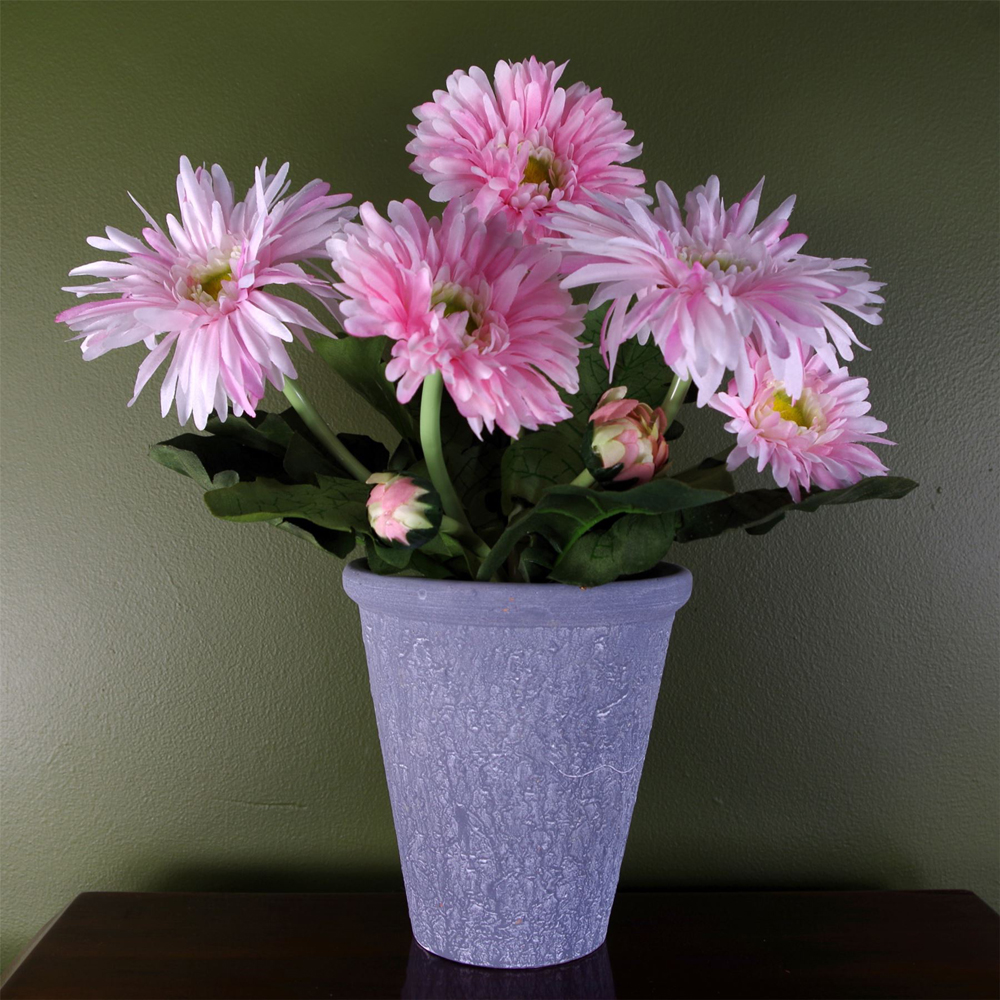 Leaf Pink Daisy Artificial Flowering Plant Image