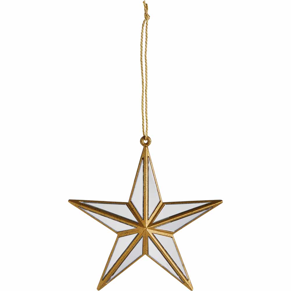 Wilko Luxe Gold Mirror Star Christmas Tree Decoration Image 1