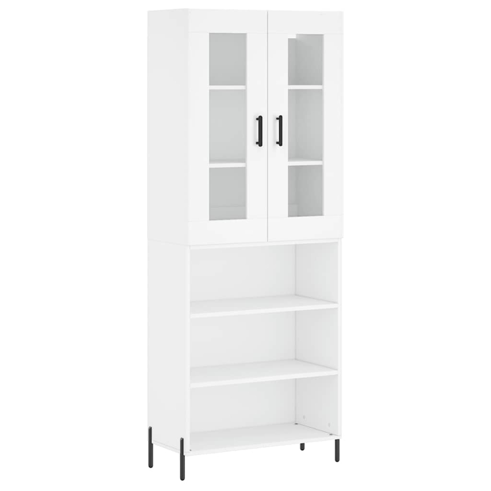 vidaXL 2 Glass Door 3 Shelf White Highboard Image 2