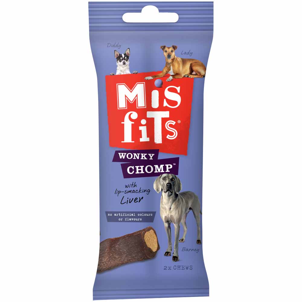 Misfits Wonky Chomp Adult Medium Dog Treats Liver 170g Case of 12 x 2 Pack Image 3