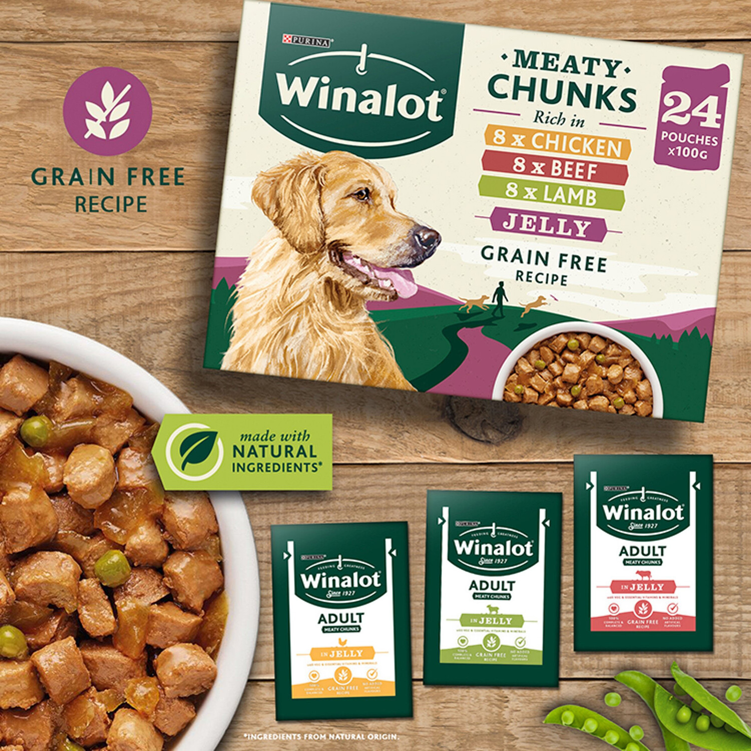 Winalot Meaty Chunks Jelly Dog Food 100g 24 Pack Image 2