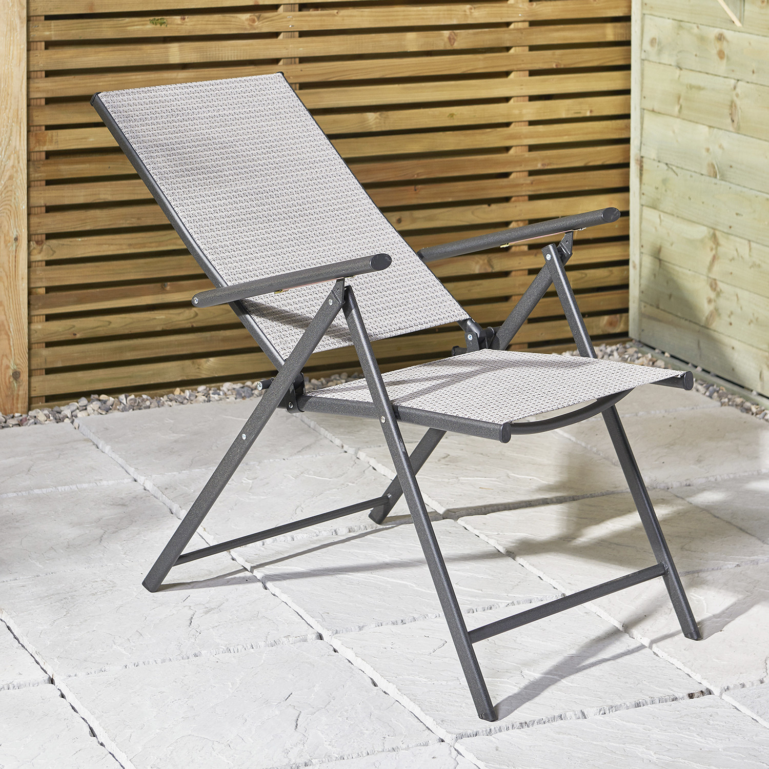 Malay Outdoor Essentials Rio 5 Position Grey Garden Chair Image 5